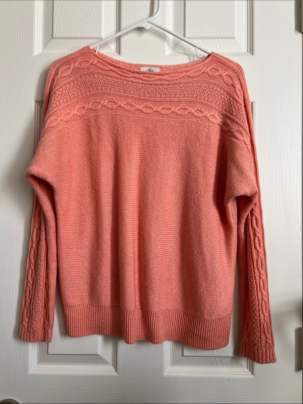 St. John's Bay Coral Cable Yoke Crewneck Sweater